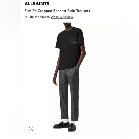 All Saints Bennett cropped plaid Men's Dress Pants - Picture 3 of 9